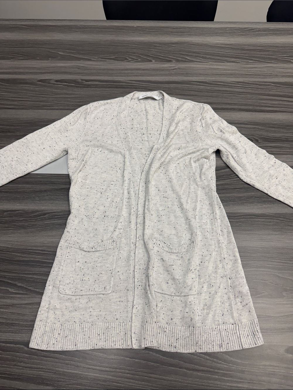 Open-Front Speckled Light Gray Women's Cardigan